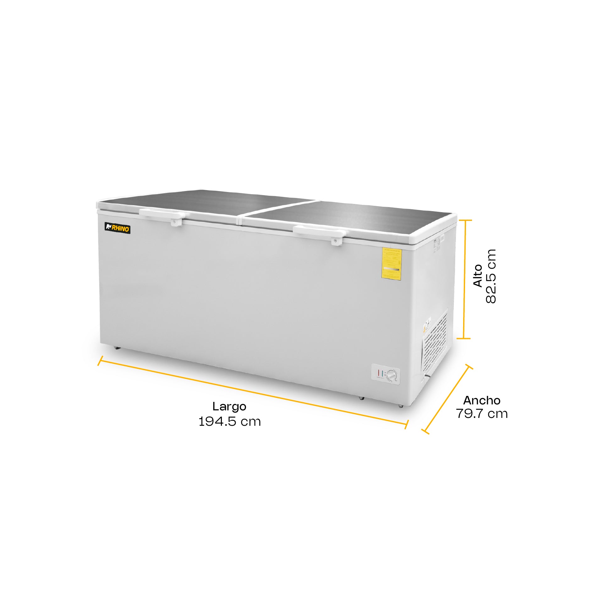 Congelador Horizontal Comercial Dual de 24 ft³ con Tapa de Acero Inoxidable Rhino CONGECO-24X
