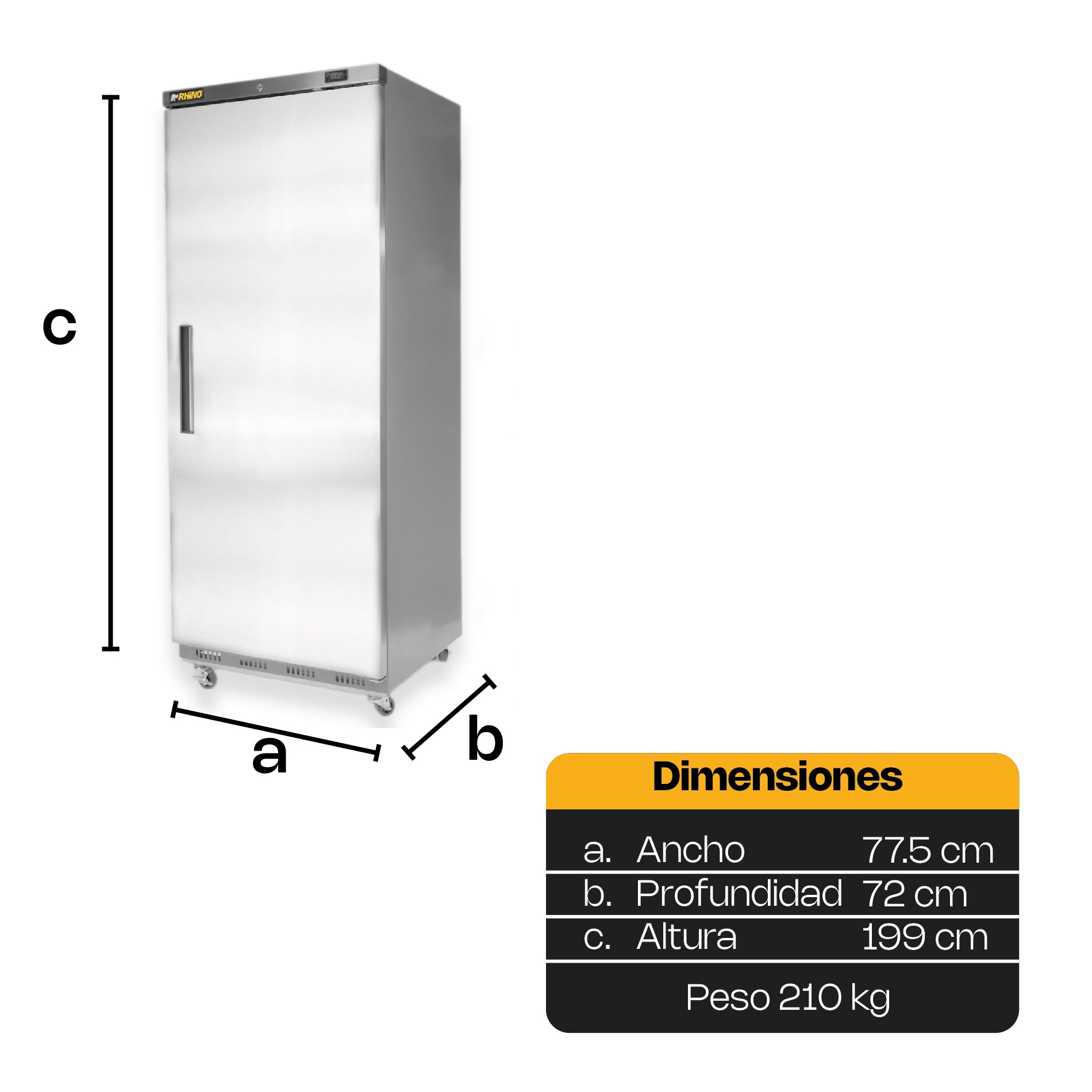 Congelador Vertical Puerta Solida 23 Pies Rhino CONVESOL-23