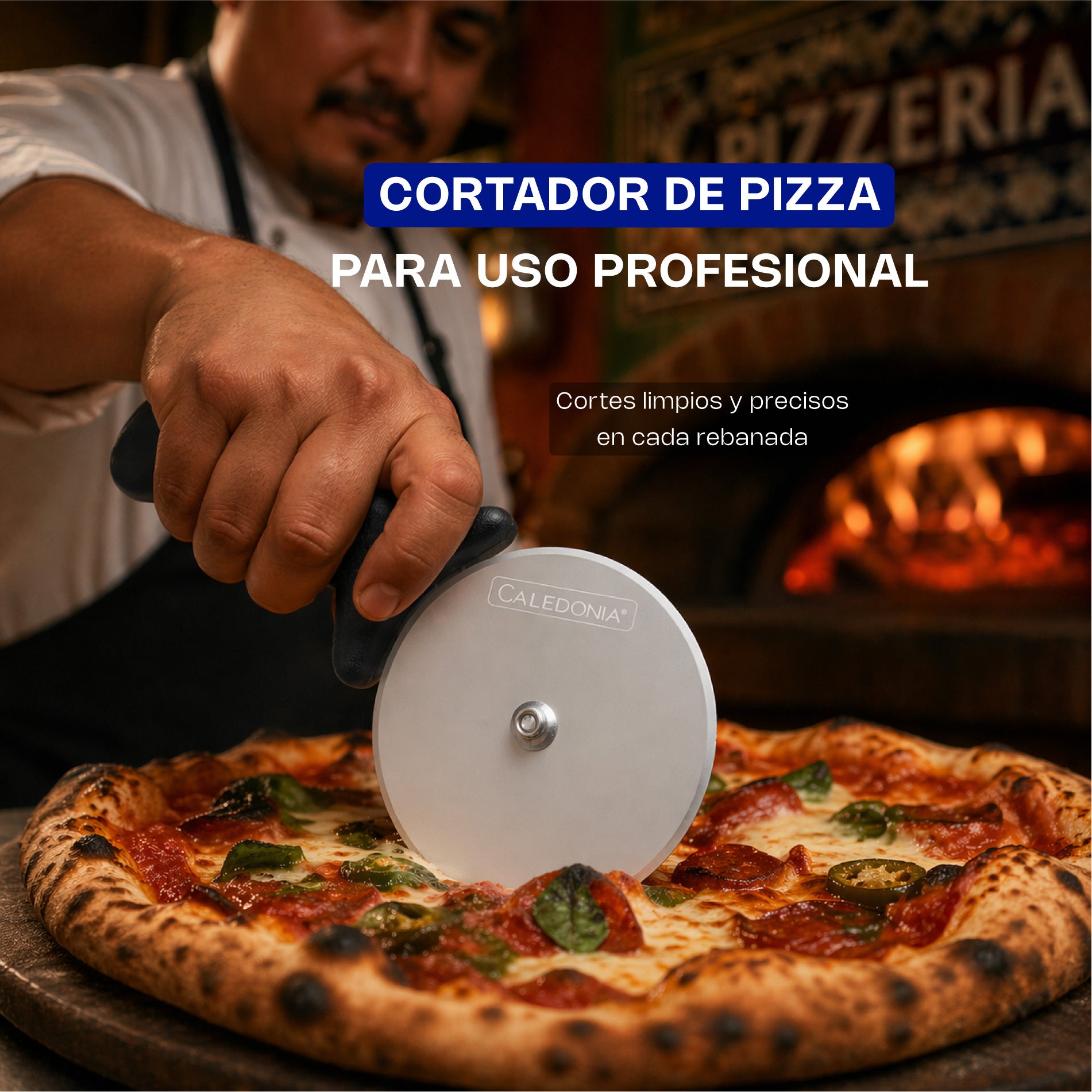 Cortador de Pizza Profesional de Acero Inoxidable con Mango de Alta Durabilidad Caledonia COPI-4