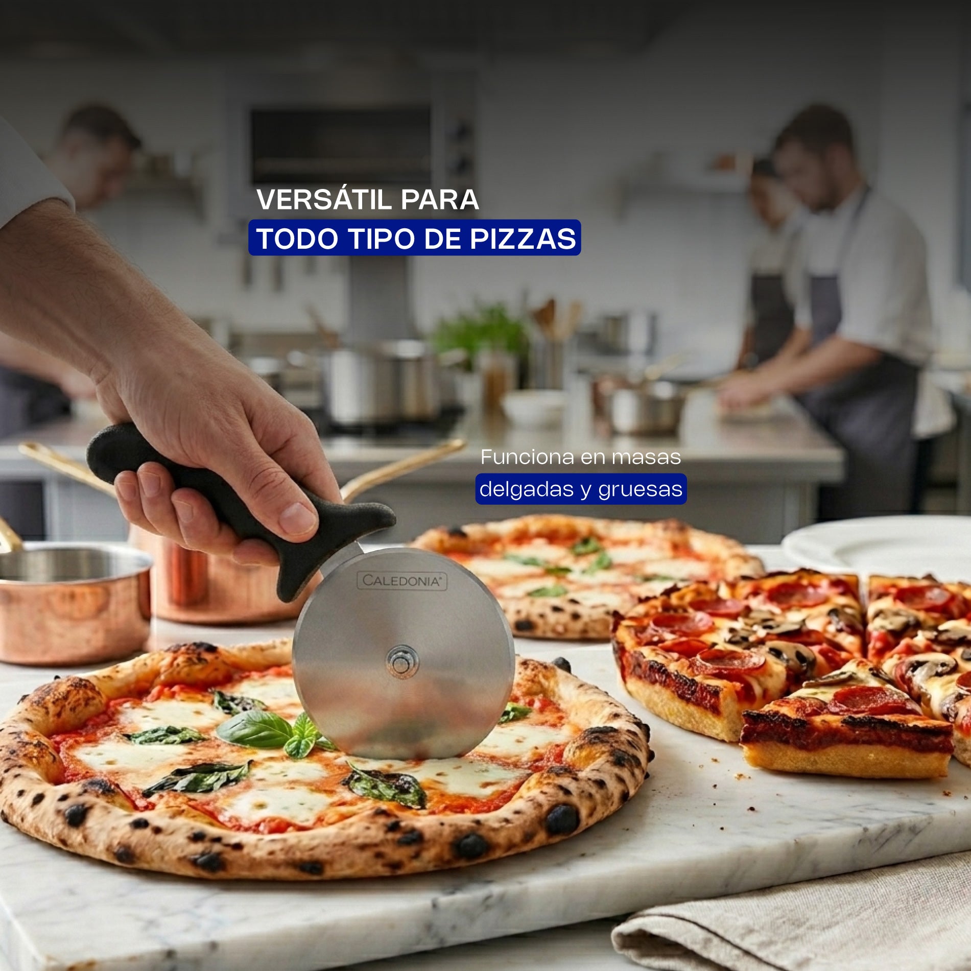 Cortador de Pizza Profesional de Acero Inoxidable con Mango de Alta Durabilidad Caledonia COPI-4