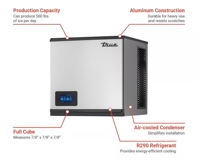 Máquina de hielo en cubos de 25" refrigerado por aire True TCIM-522-FA1-A