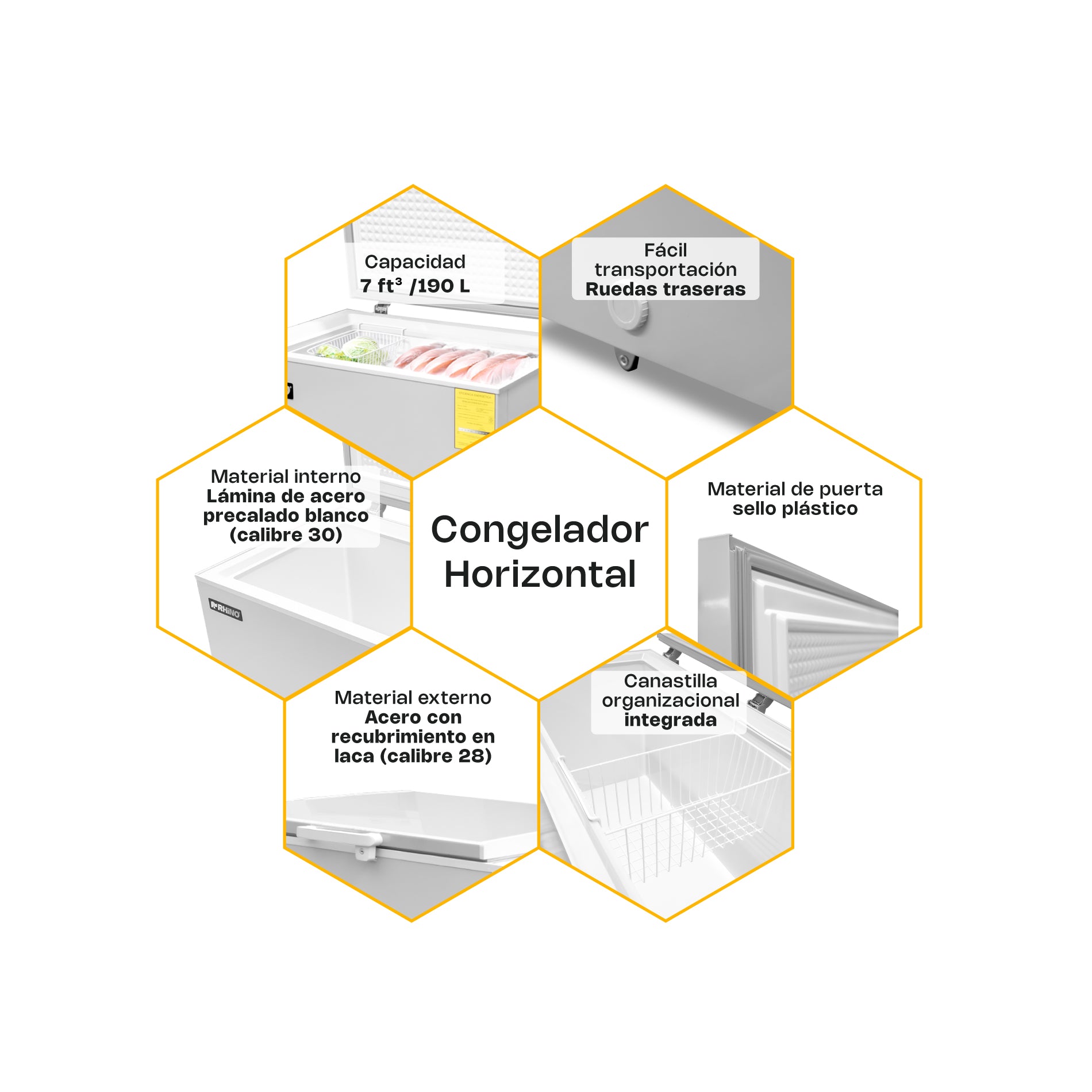 Congelador Horizontal 7 Pies Rhino CONGECO-7