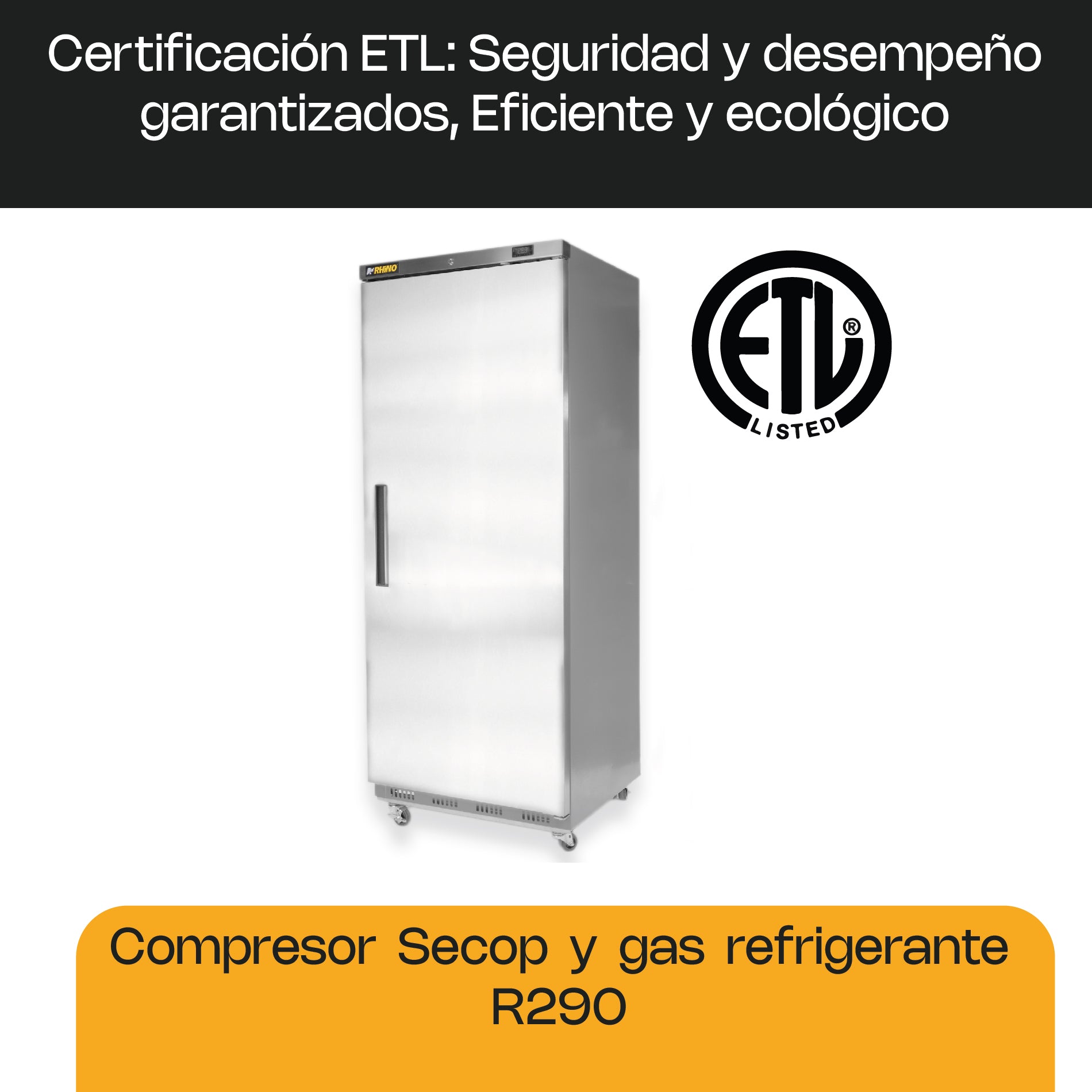 Congelador Vertical Puerta Solida 23 Pies Rhino CONVESOL-23