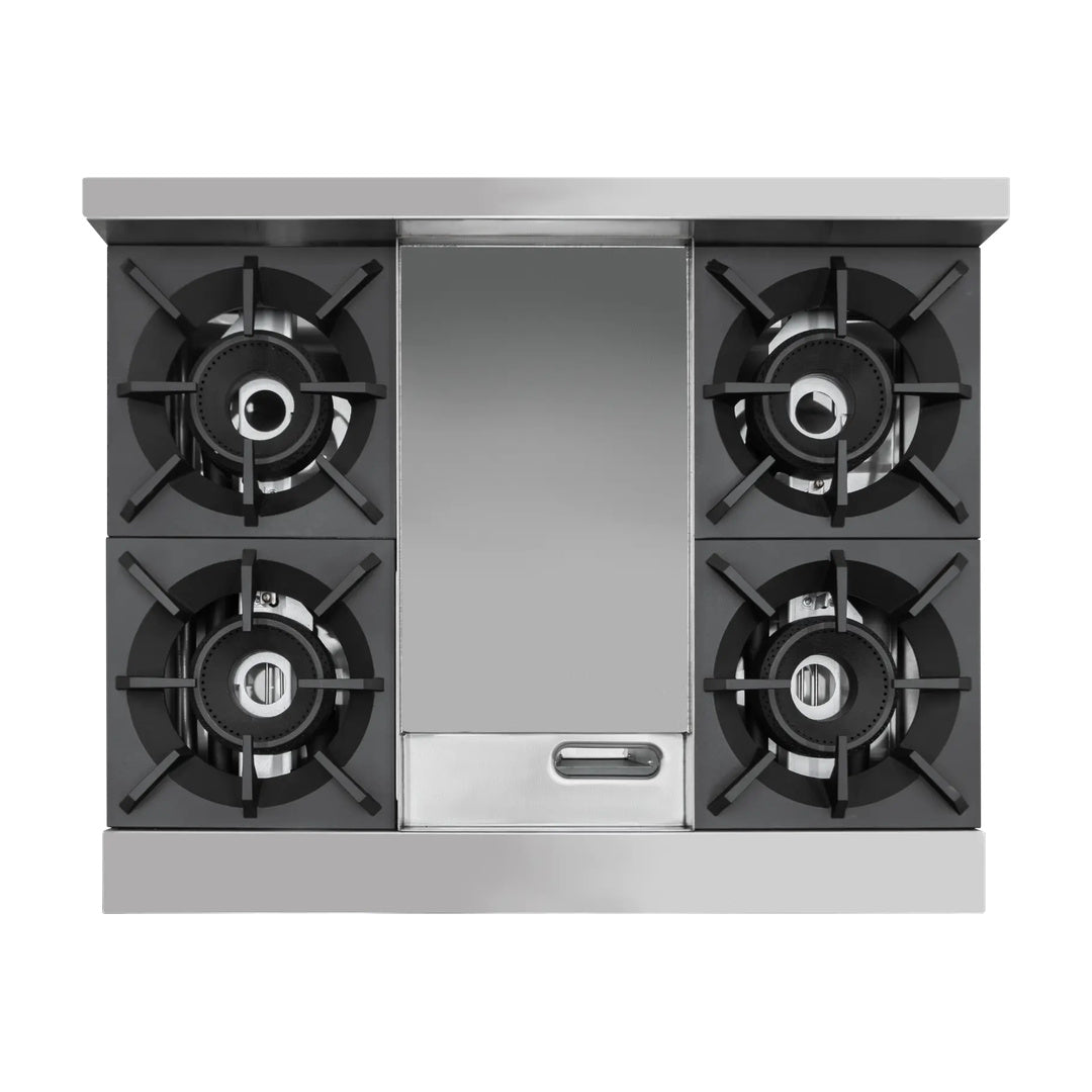 Estufa con 4 quemadores, horno y plancha Drago modelo CG-41P