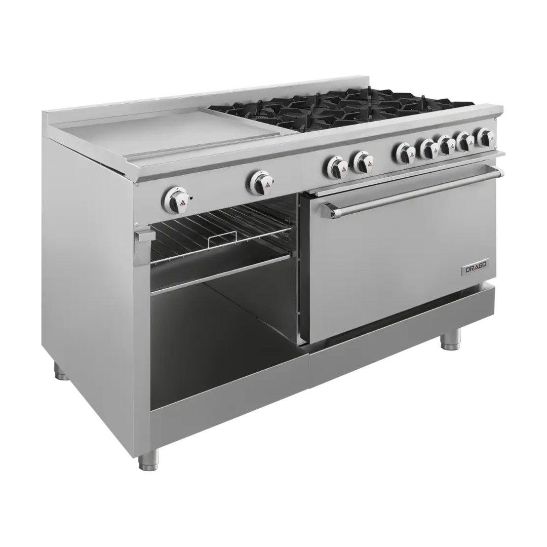 Estufa con 6 quemadores, horno y plancha Drago - CG-61PD / GES-062-000