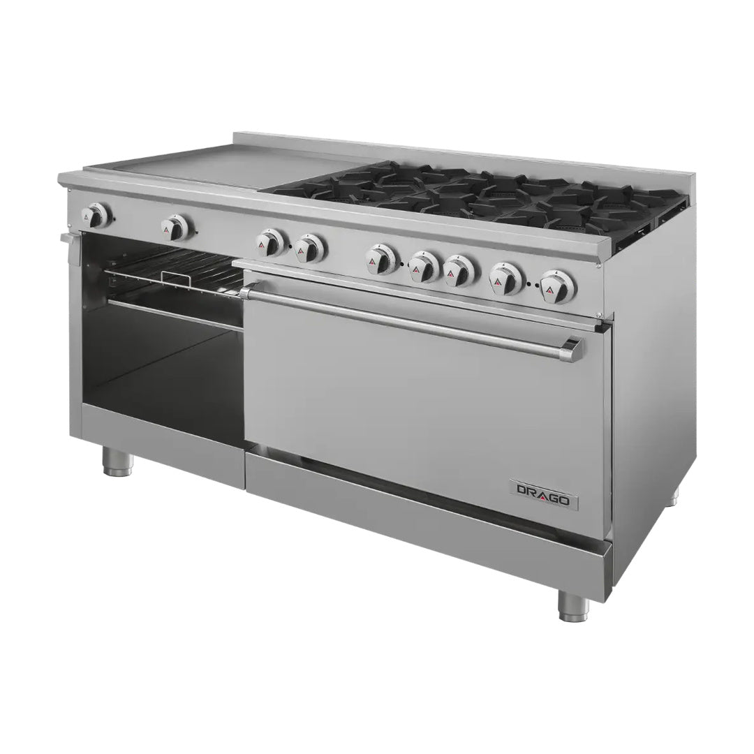 Estufa con 6 quemadores, horno y plancha Drago - CG-61PD / GES-062-000