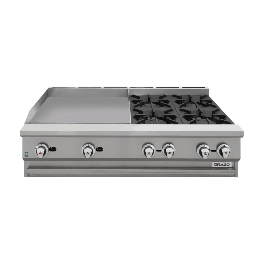 Parrilla de 4 quemadores y plancha de 2'. Marca Drago Modelo CG-40PD freeshipping - Innova FoodService