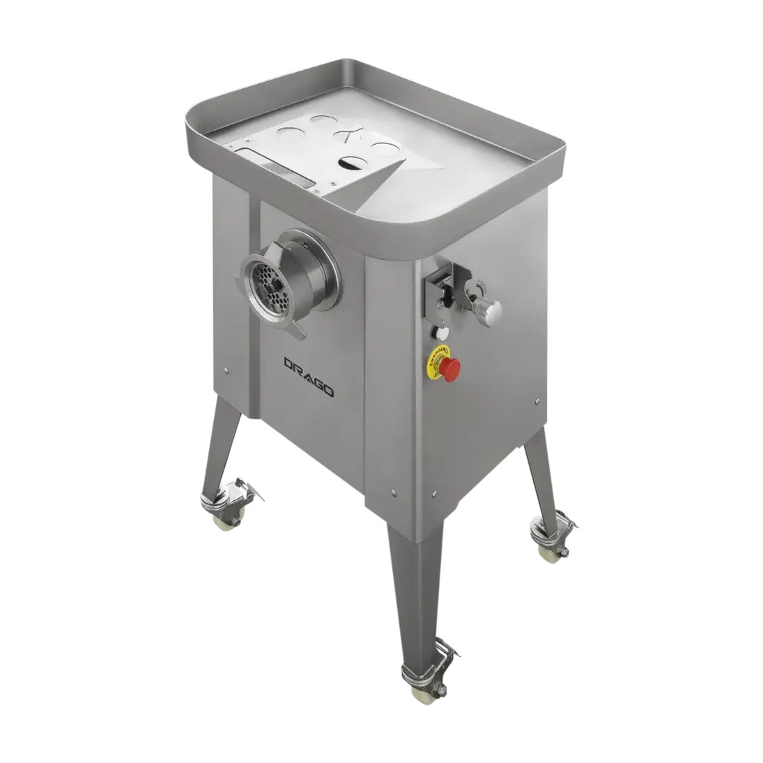 Molino de carne MC-32P-2HP de acero inoxidable 2hp con pedestal Drago MC-32P-2HP