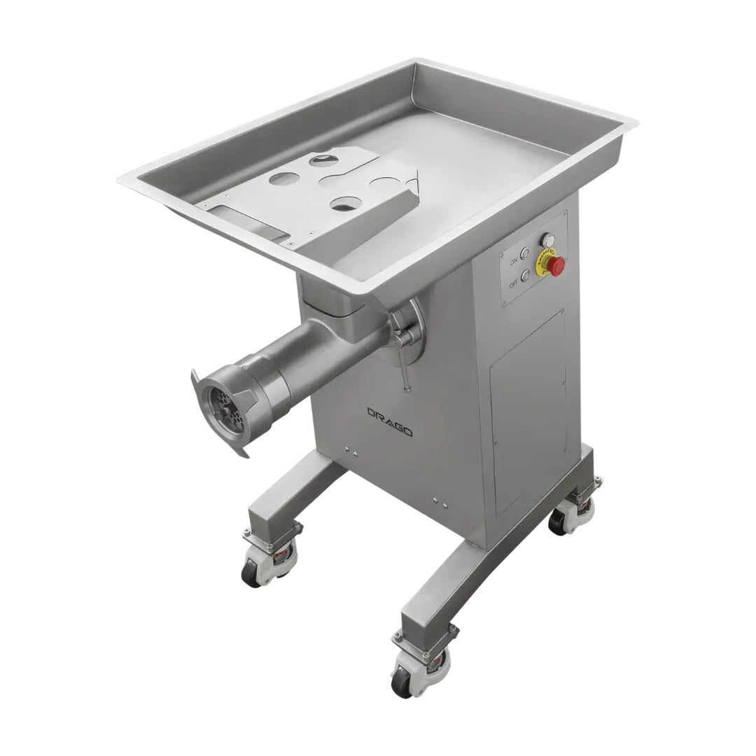Molino de carne MC-32P-4HP de acero inoxidable 4hp con pedestal Drago MC-32P-4HP