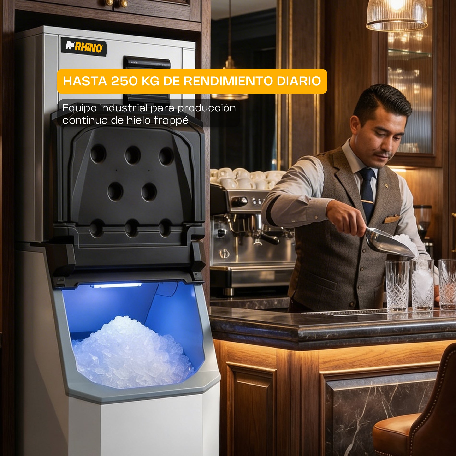 Fábrica de Hielo Frappé Rhino FAHIEL-250F de 250 kg Comercial Rhino FAHIEL-250F