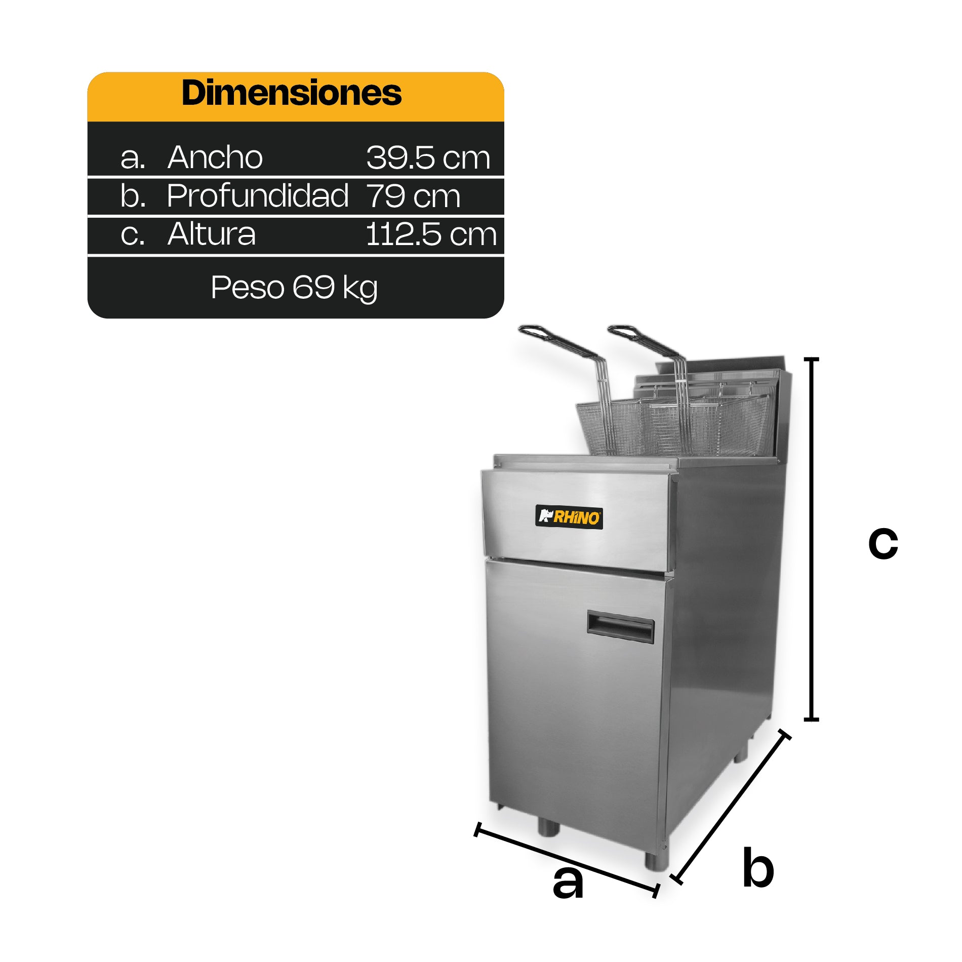 Freidora De Gas Lp 24 L Rhino FREI-24LP