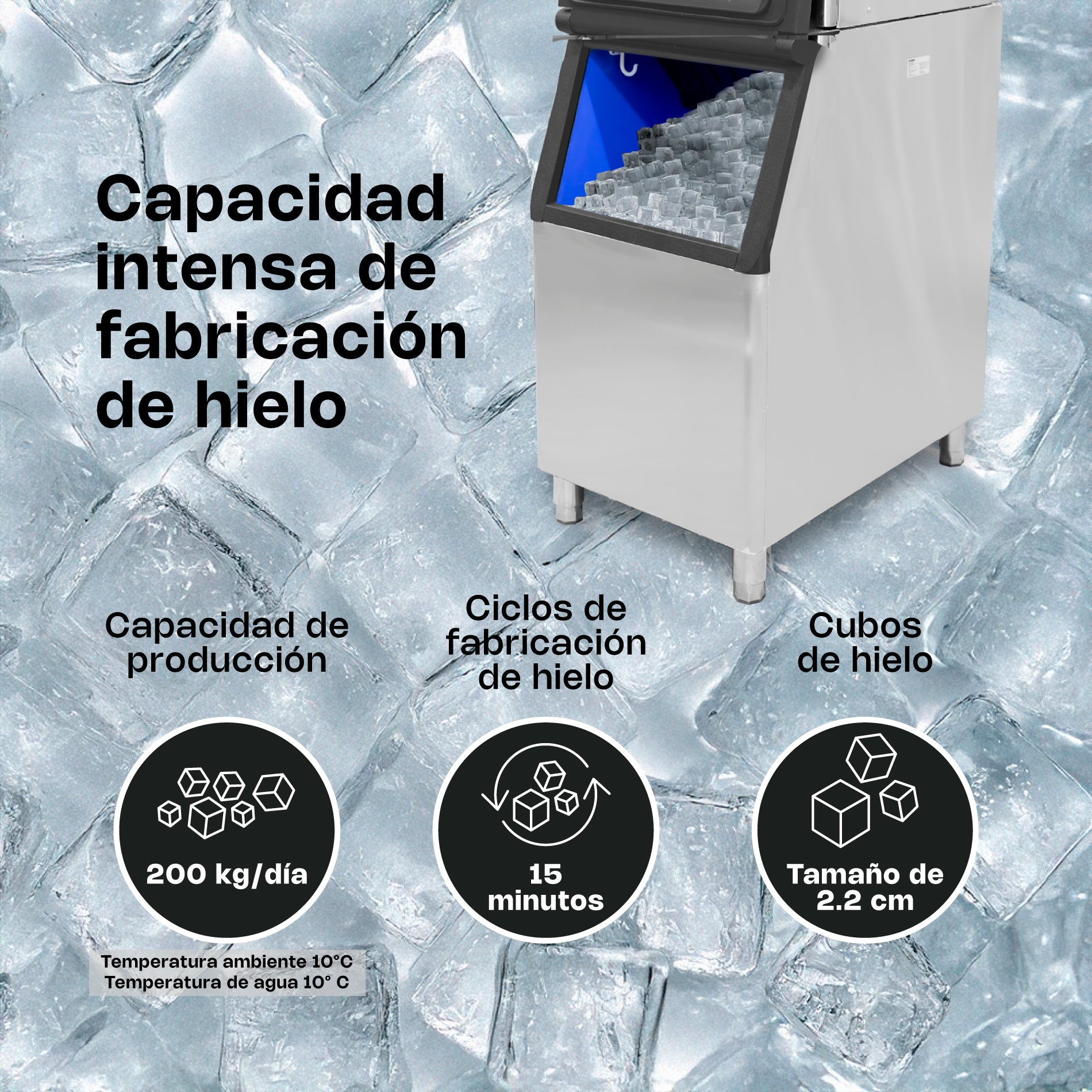 Fabrica de Hielo 200 kg Rhino FAHIEL-200