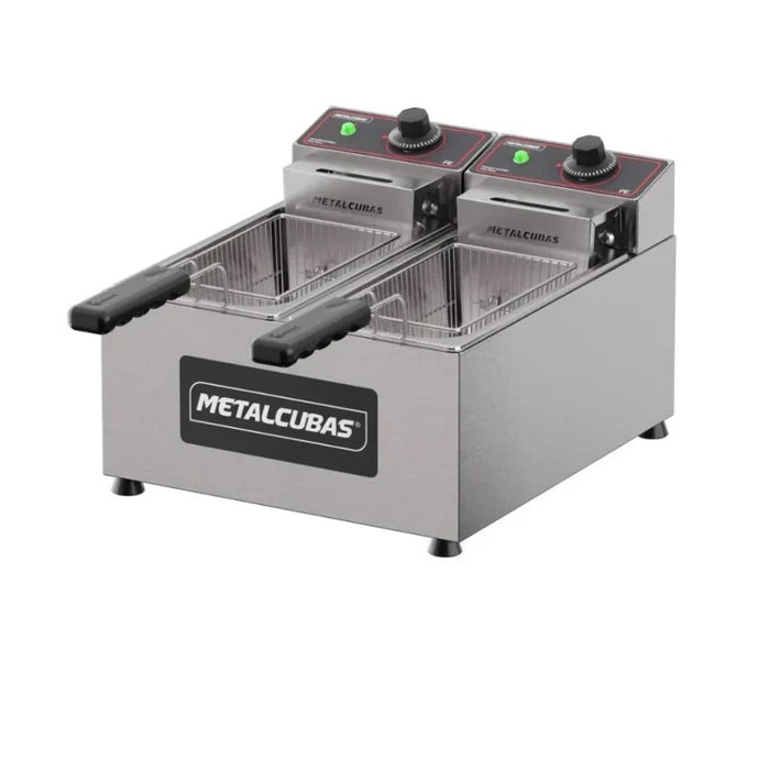 Freidora Eléctrica Dos Canastillas 6 Litros Acero Inox. Metalcubas FE2C