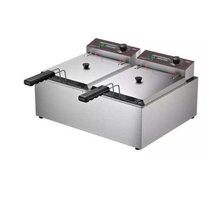 Freidora Eléctrica 10 Litros Con Tapa Acero Inox. Metalcubas FRCE10