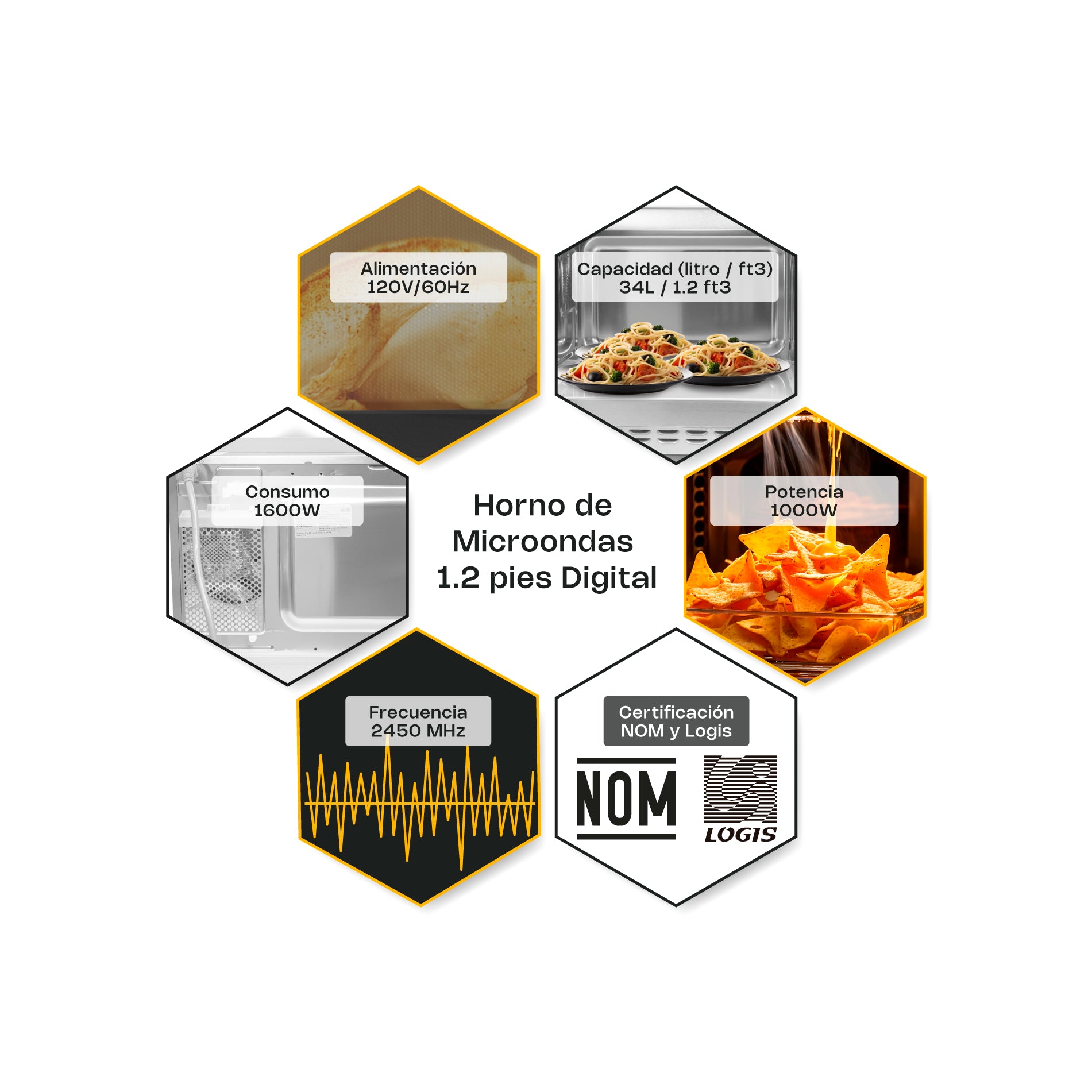 Horno de Microondas Digital 1.2 pies Rhino HOMIC-12D