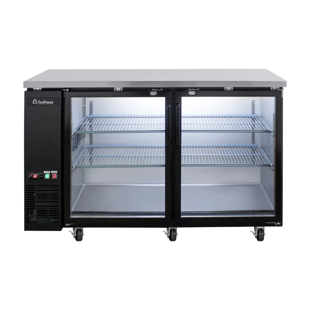 Refrigerador contra barra 2 puertas de cristal Icehaus modelo CBR-2PC-SS-01