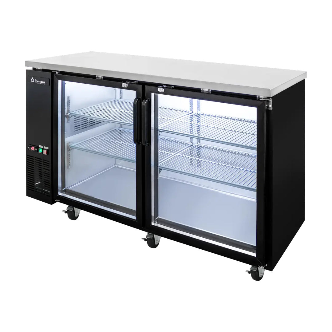 Refrigerador contra barra 2 puertas de cristal Icehaus modelo CBR-2PC-SS-01