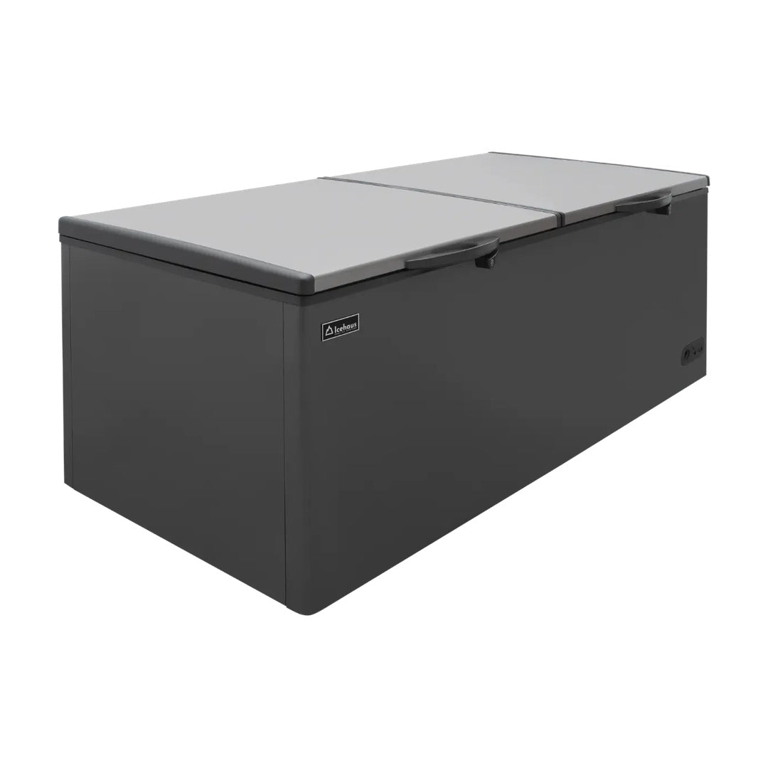 Congelador y refrigerador en acero inoxidable 2 tapas de cofre de 24 Pies color gris Icehaus CTC-24-SS-G