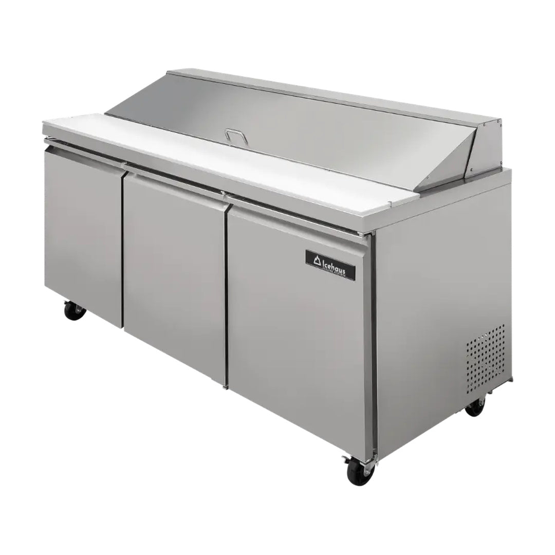 Mesa para ensaladas 3 puertas solidas 19.5 pies cubicos Icehaus  ME-3P-SS-01
