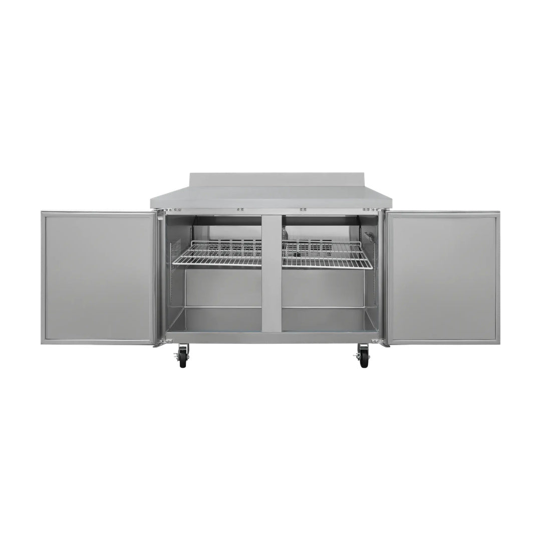Mesa de trabajo y congelador de 2 puertas solidas 11 pies Icehaus MTC-2P-SS-01