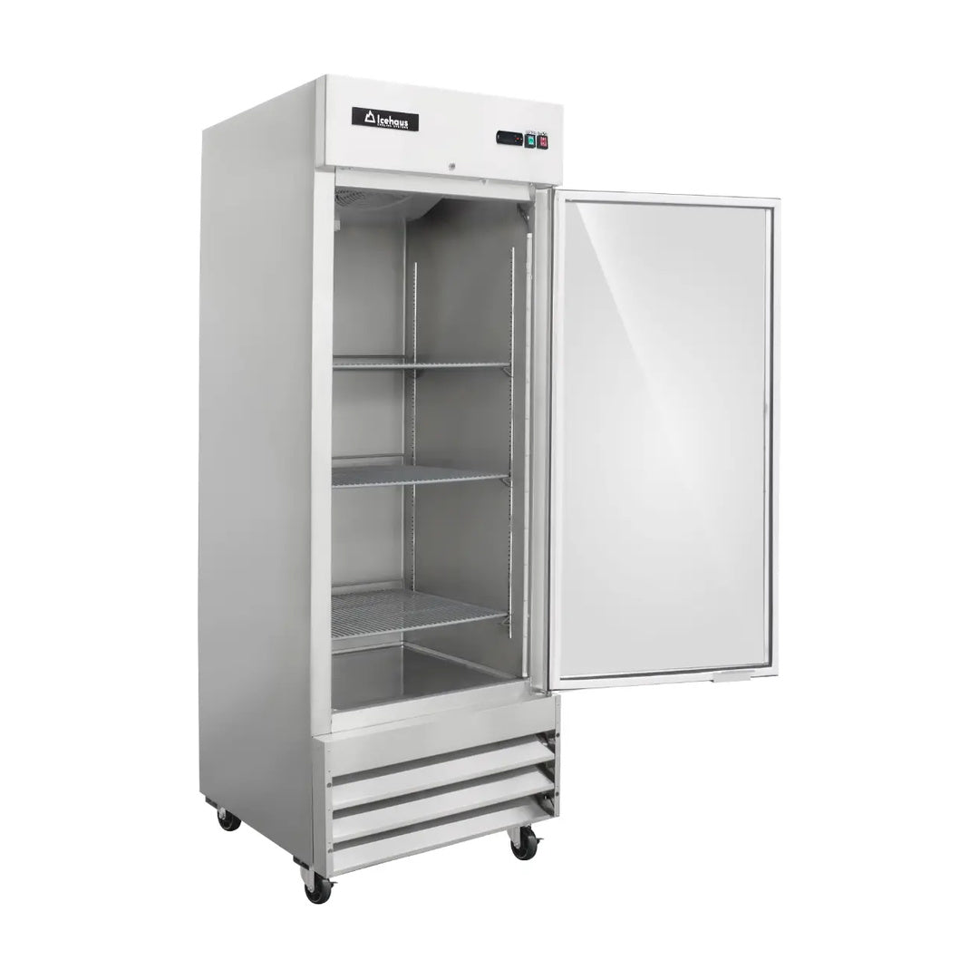 Refrigerador vertical con puerta de cristal Icehaus modelo RV-1PC-SS-01