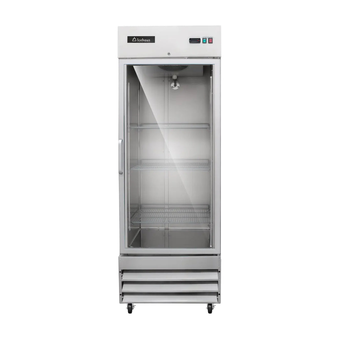 Refrigerador vertical con puerta de cristal Icehaus modelo RV-1PC-SS-01