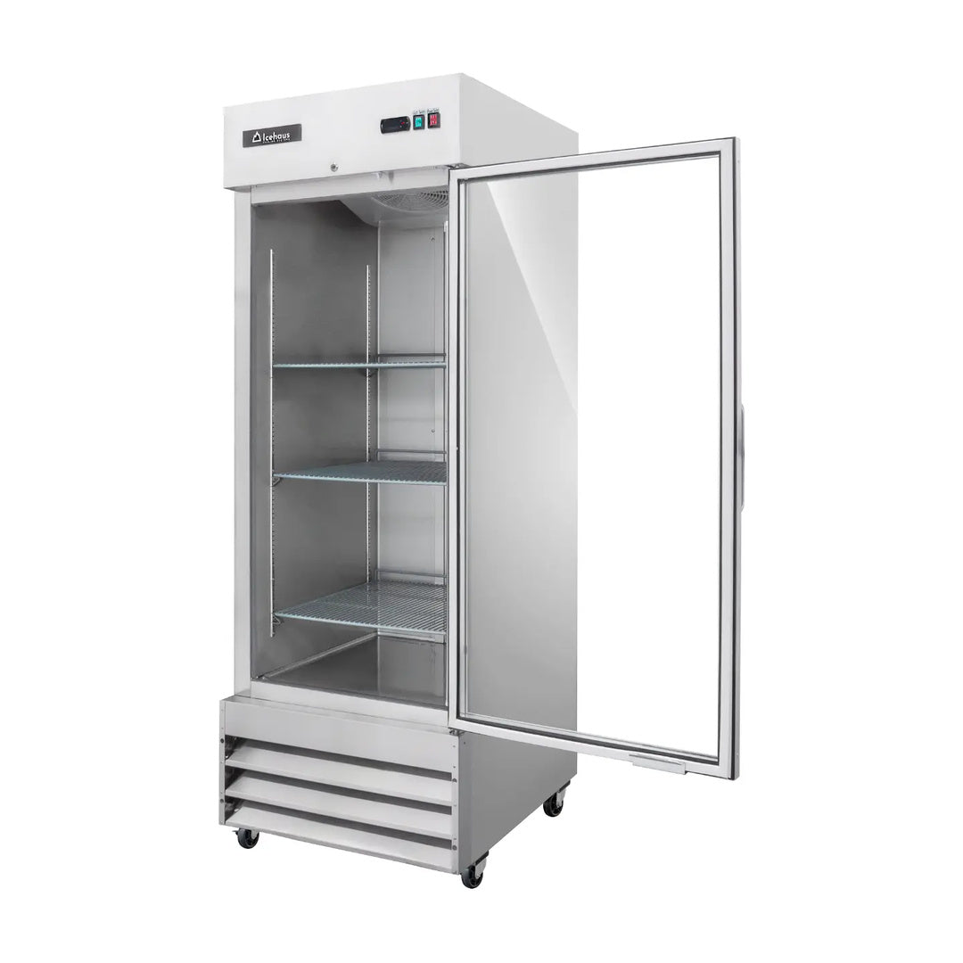 Refrigerador vertical con puerta de cristal Icehaus modelo RV-1PC-SS-01