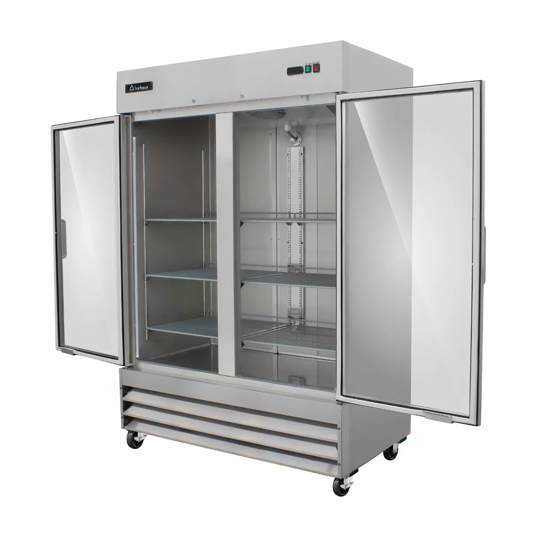 Refrigerador vertical en acero inoxidable con 2 puertas de cristal Icehaus modelo RV-2PC-SS-01