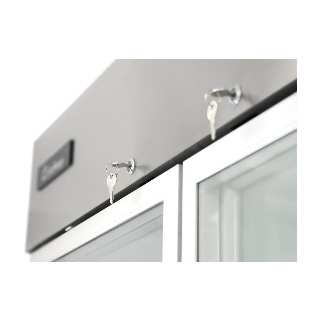 Refrigerador vertical en acero inoxidable con 2 puertas de cristal Icehaus modelo RV-2PC-SS-01