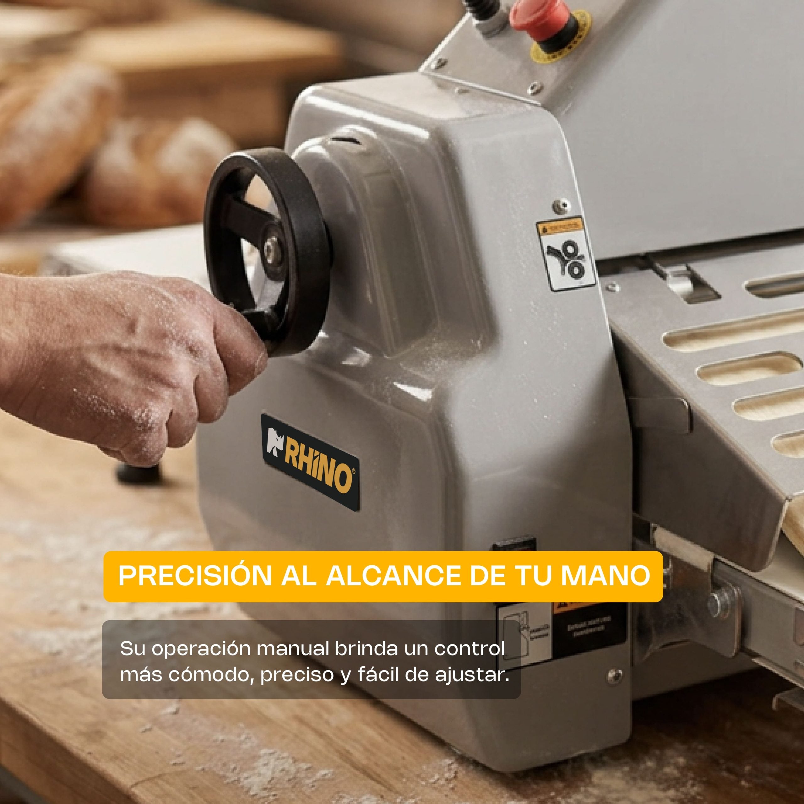 Laminadora de Masa de Mesa Bandas Reversibles Rhino LAMBA-169M
