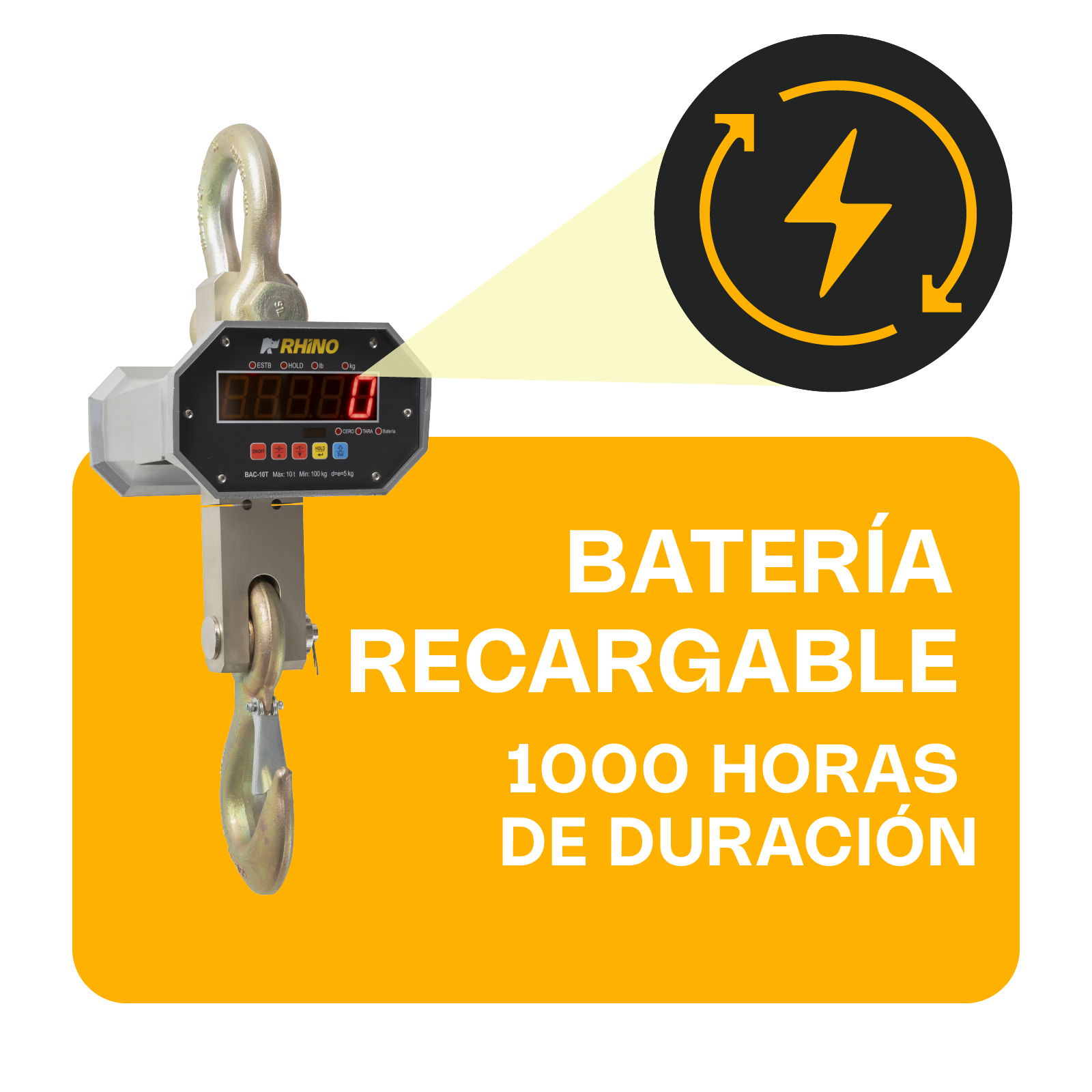 Báscula Electrónica Colgante 10 Toneladas Rhino BAC-10T