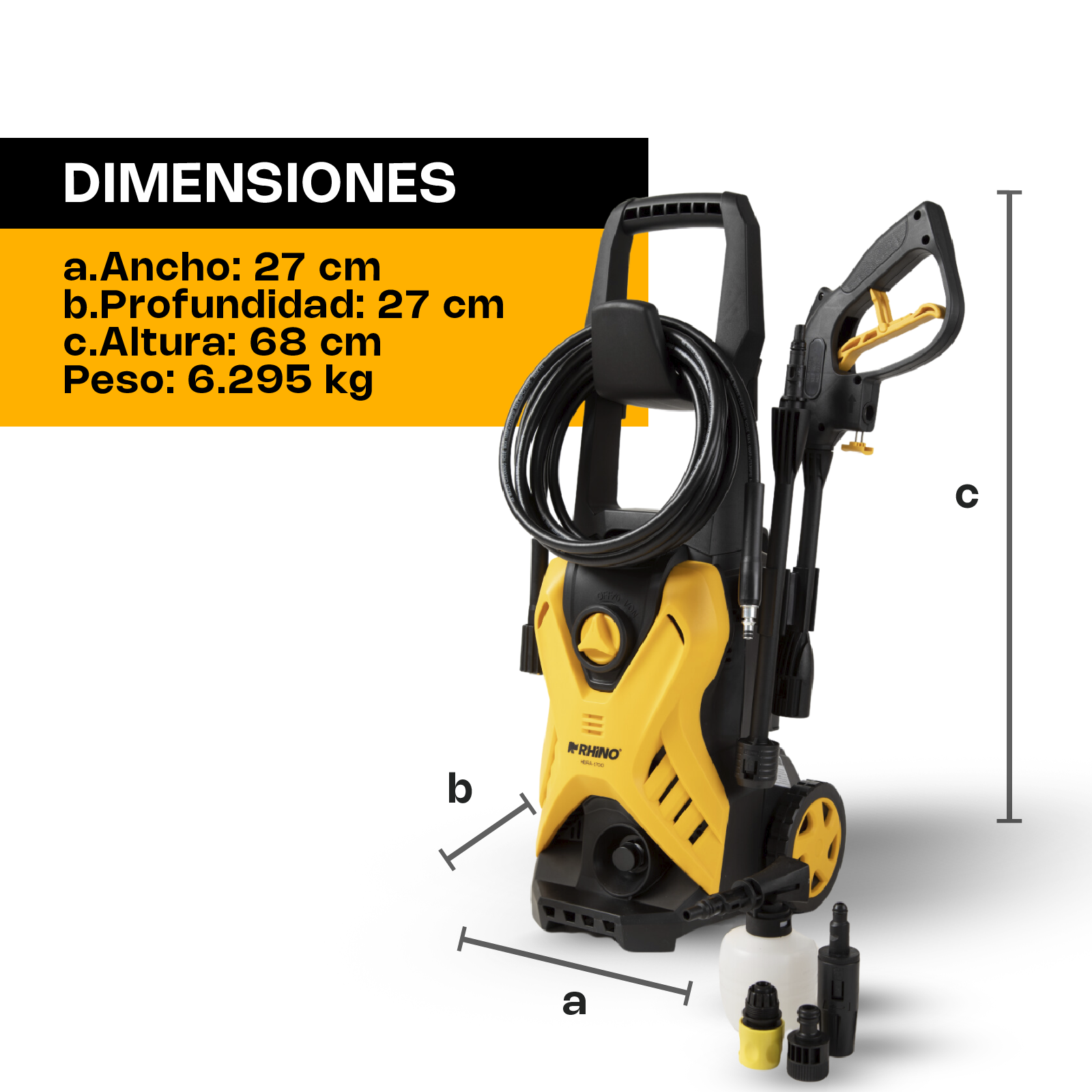 Hidrolavadora de Alta Presión de 1700 PSI 1500W Rhino HIDRA-1700