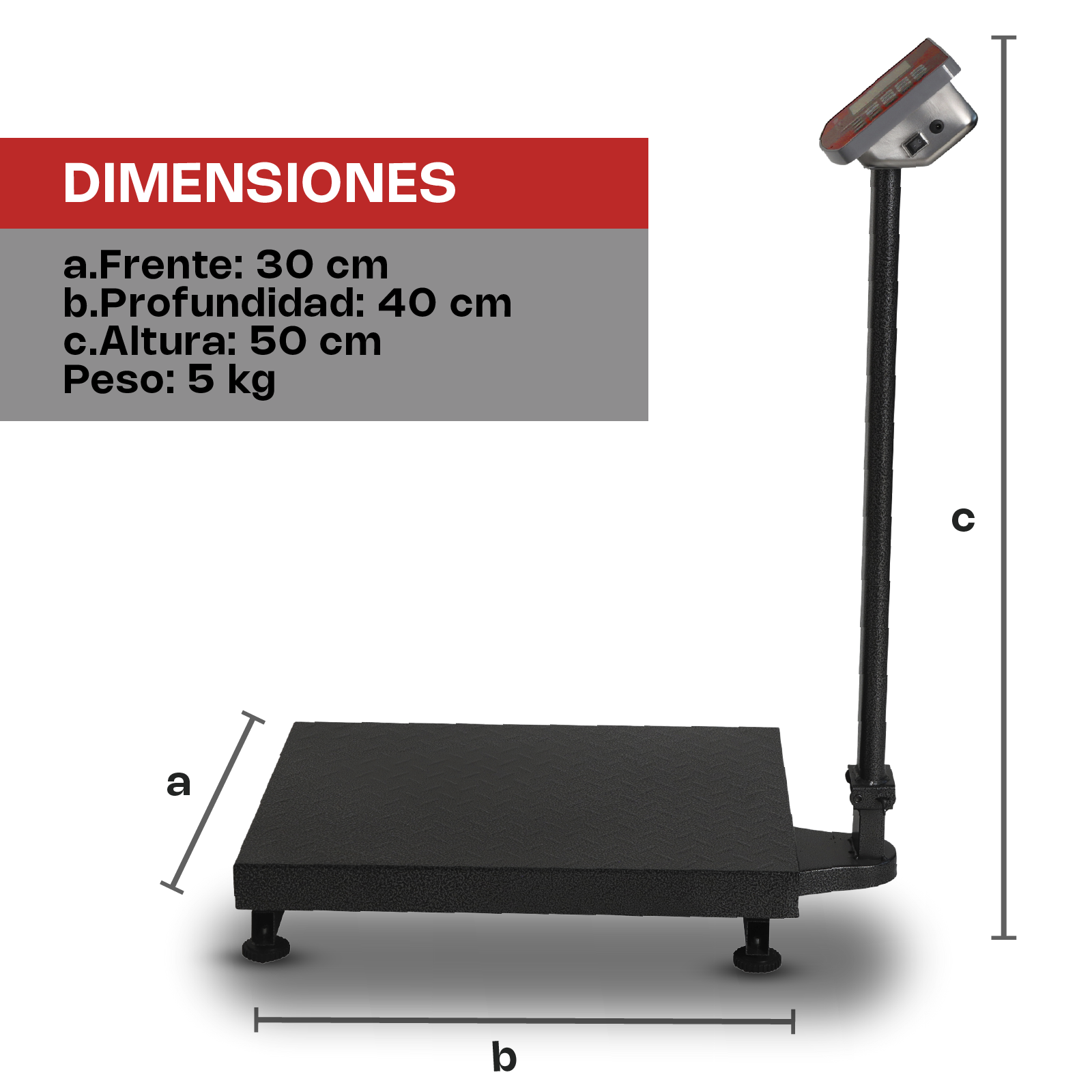 Báscula de Plataforma Plegable Comercial de 100 kg con Doble Pantalla Vinson BAPLE-200