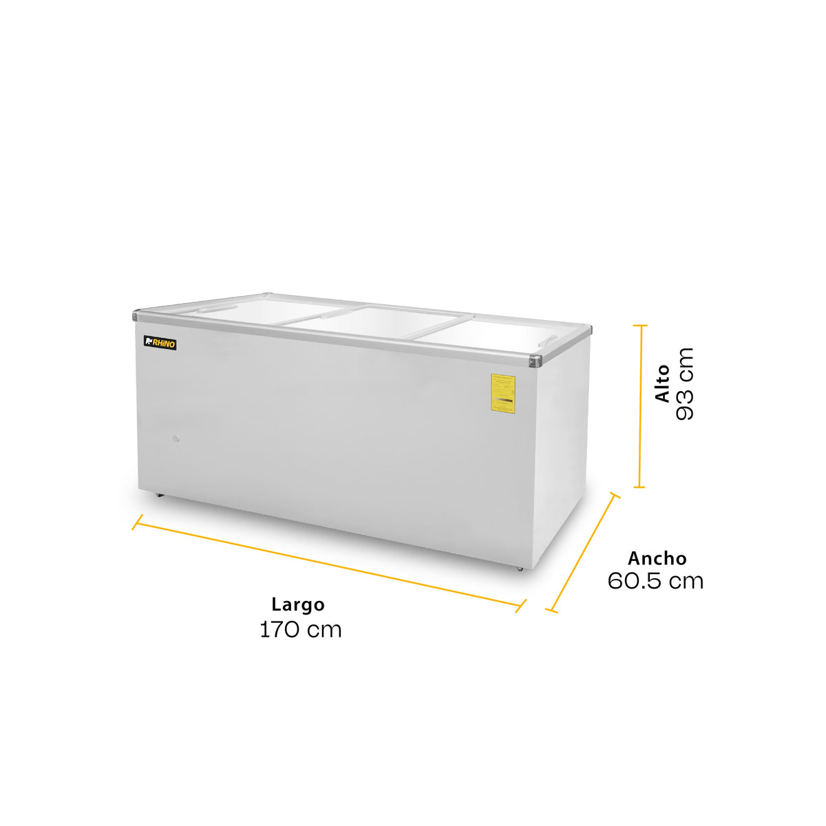 Congelador Tapa de Cristal Plano 12 Pies Rhino CONGECRI-12P