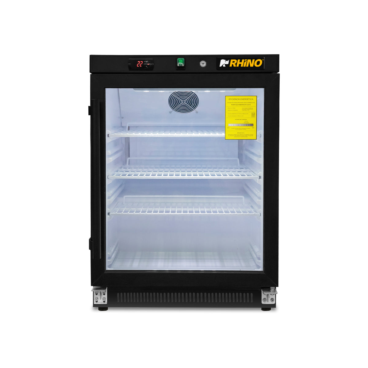 Refrigerador de 4 pies con puerta de cristal RHINO REVEAB-4C