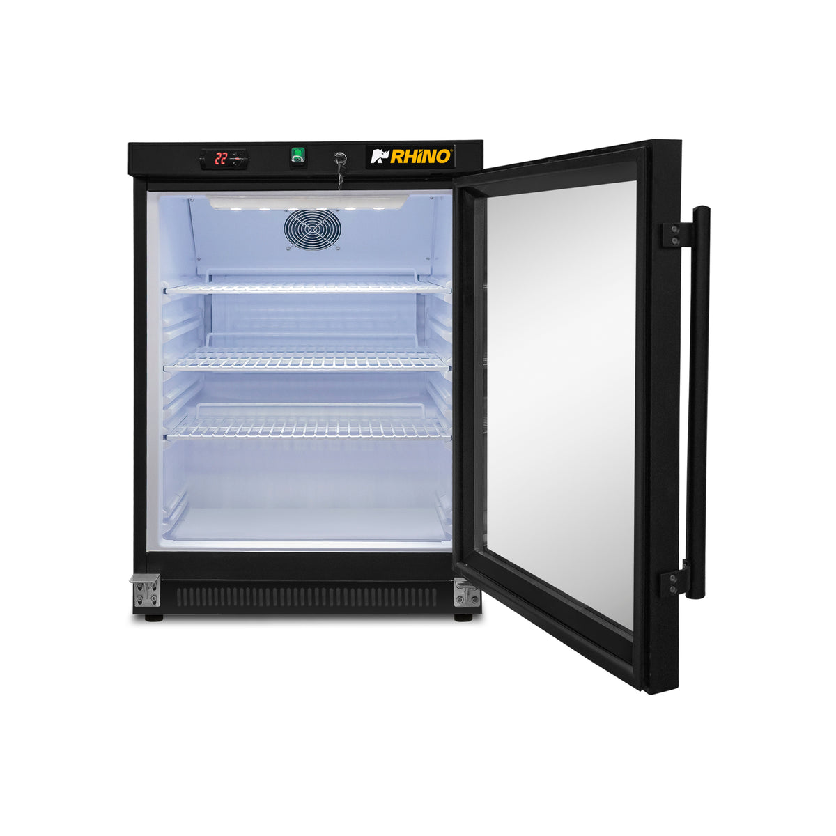 Refrigerador de 4 pies con puerta de cristal RHINO REVEAB-4C