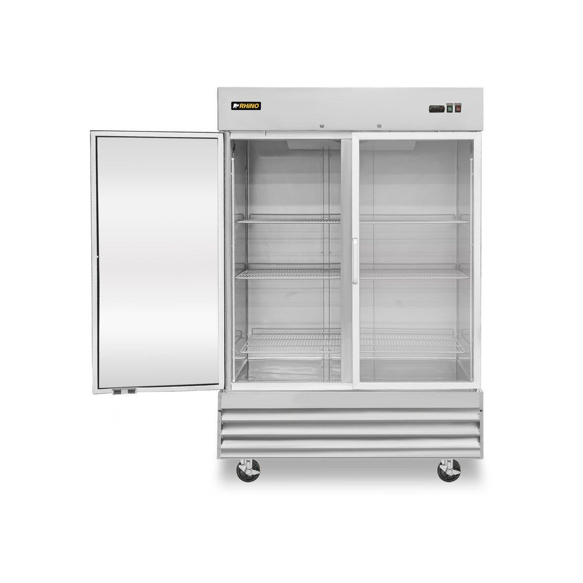 Refrigerador Vertical de Acero Inoxidable con Puertas de Cristal Rhino REVECRI-47