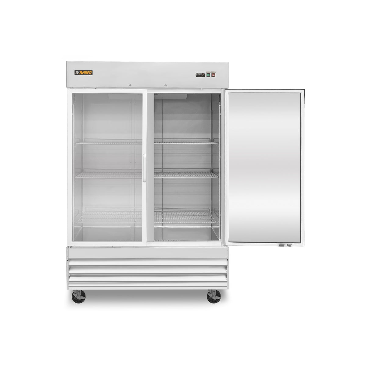 Refrigerador Vertical de Acero Inoxidable con Puertas de Cristal Rhino REVECRI-47