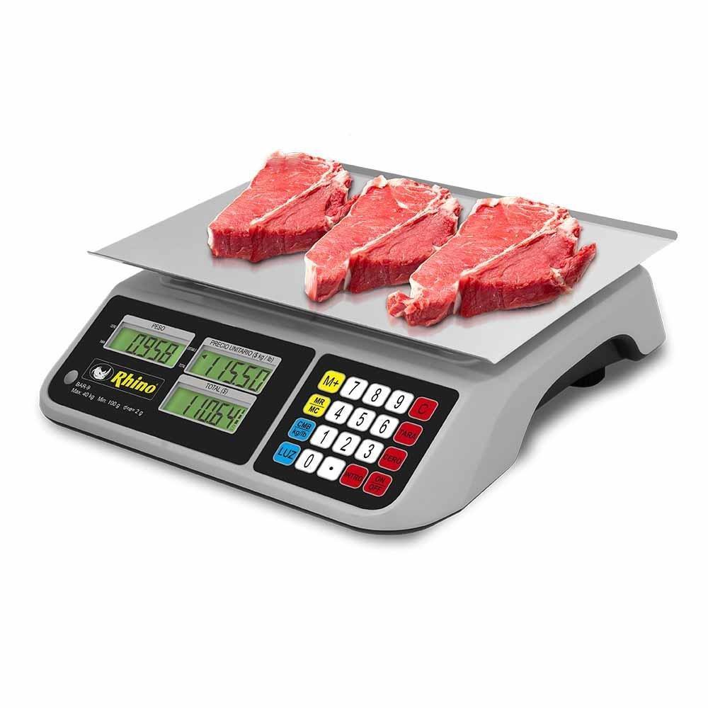 Báscula De Mostrador Rhino Bar-9 Digital Recagable Alimentos Abarrotes 40 Kg