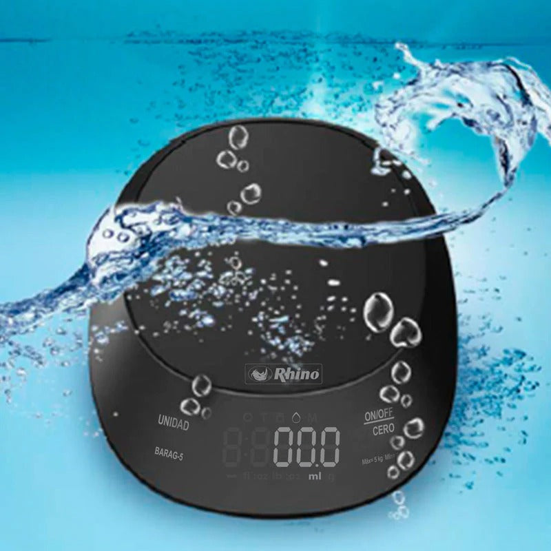 Básculas Para Cocina Electrónica Contra Agua Negra 5 Kg 12pz Rhino BARAG-5