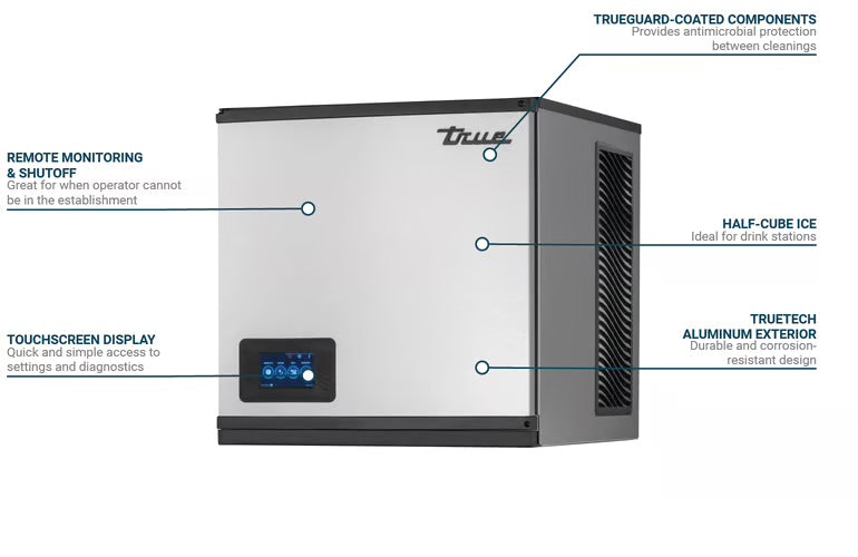 Máquina de hielo de 22" para medio cubo de hielo refrigerado por aire True TCIM-522-HA1-A