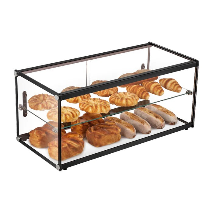 Vitrina Exhibidora Neutra Cristal Recto con dos niveles y un entrepaño MIGSA ZW-120 Capacidad 120 L. Peso 26 Kg.