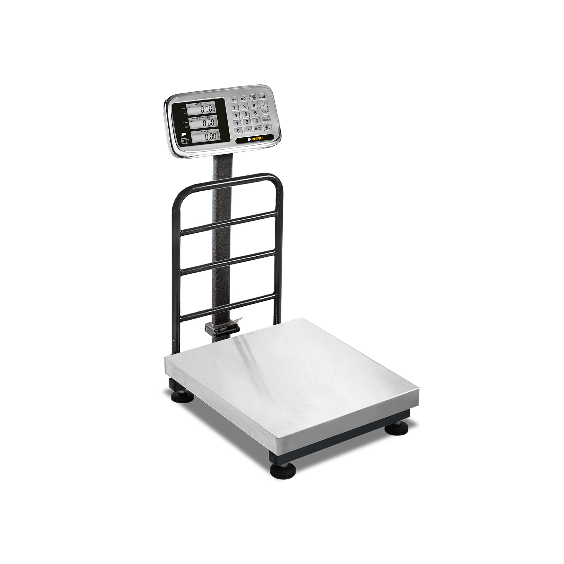 Báscula Electrónica de Plataforma de 500 kg de Acero Inoxidable Plegable Rhino BP-500