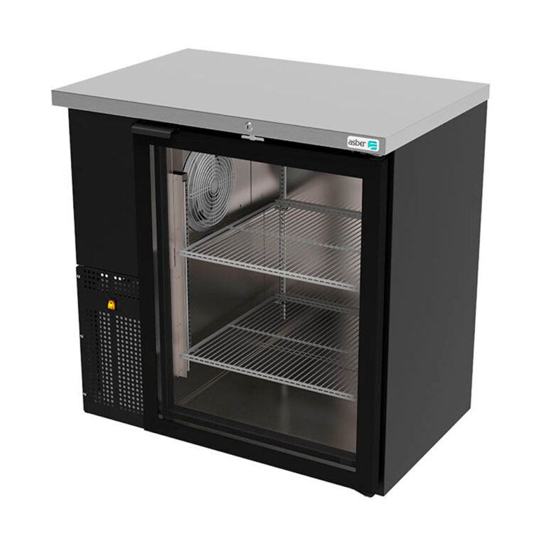 Refrigerador contra barra vinil negro slim line 1 puerta de cristal marca Asber modelo ABBC-24-36-G HC freeshipping - Innova FoodService