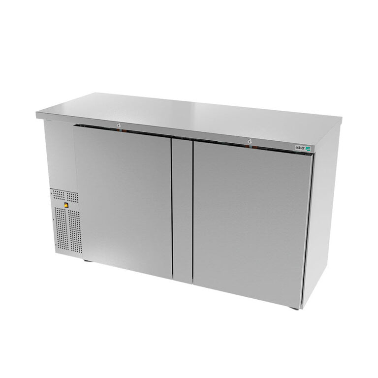 Refrigerador contra barra acero inoxidable slim line 2 puertas sólidas marca Asber modelo ABBC-24-60-S HC freeshipping - Innova FoodService
