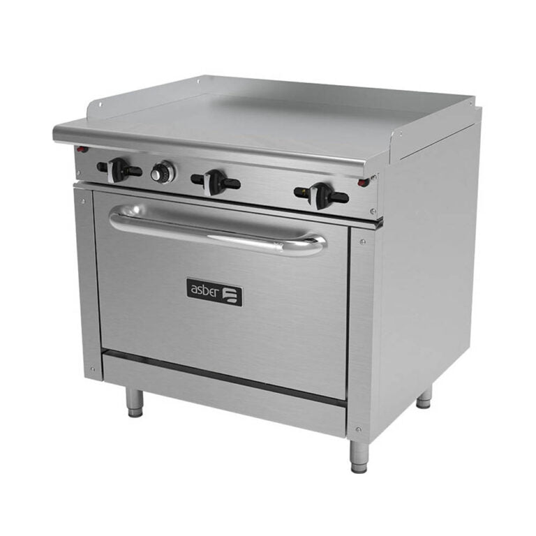 Plancha industrial 2 quemadores y horno Marca Asber Modelo AER-G24-24-H freeshipping - Innova FoodService