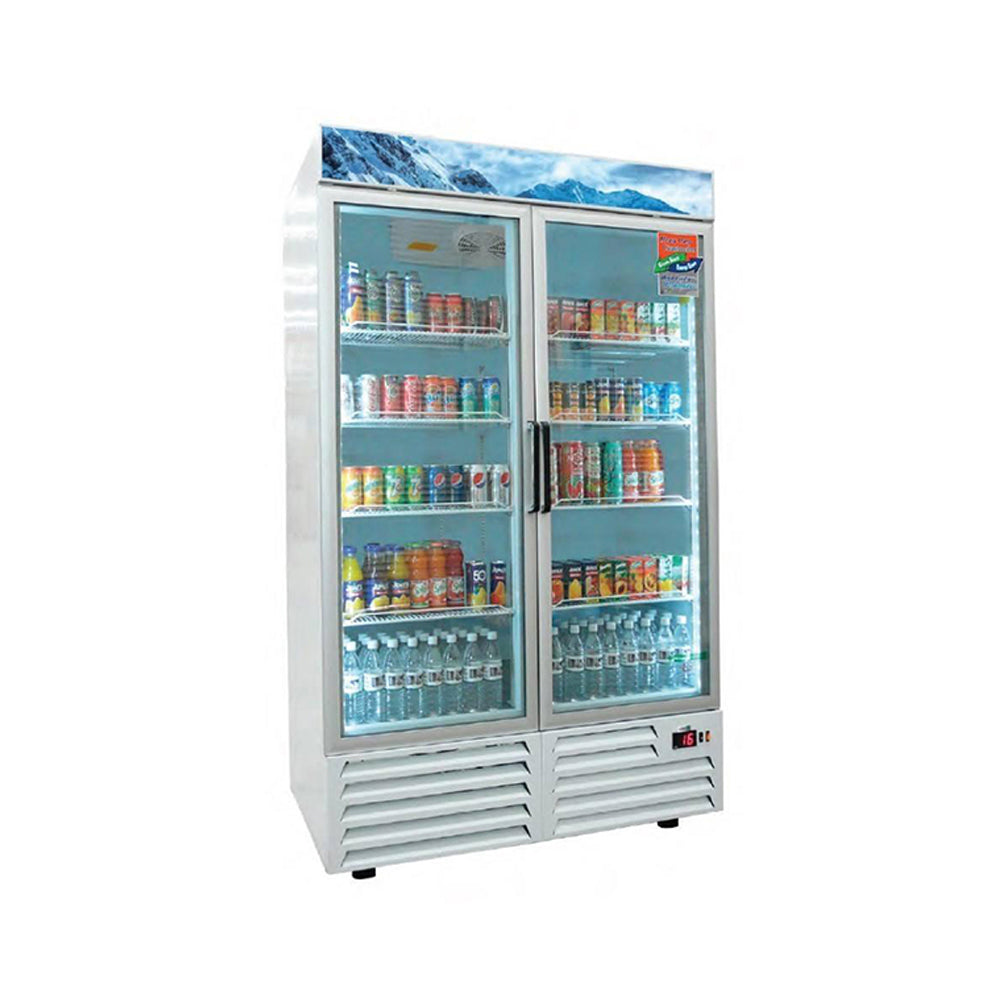 Refrigerador vertical Asber 2 puertas de cristal corredizas 47 pies cúbicos modelo ARMD-47-SD HC