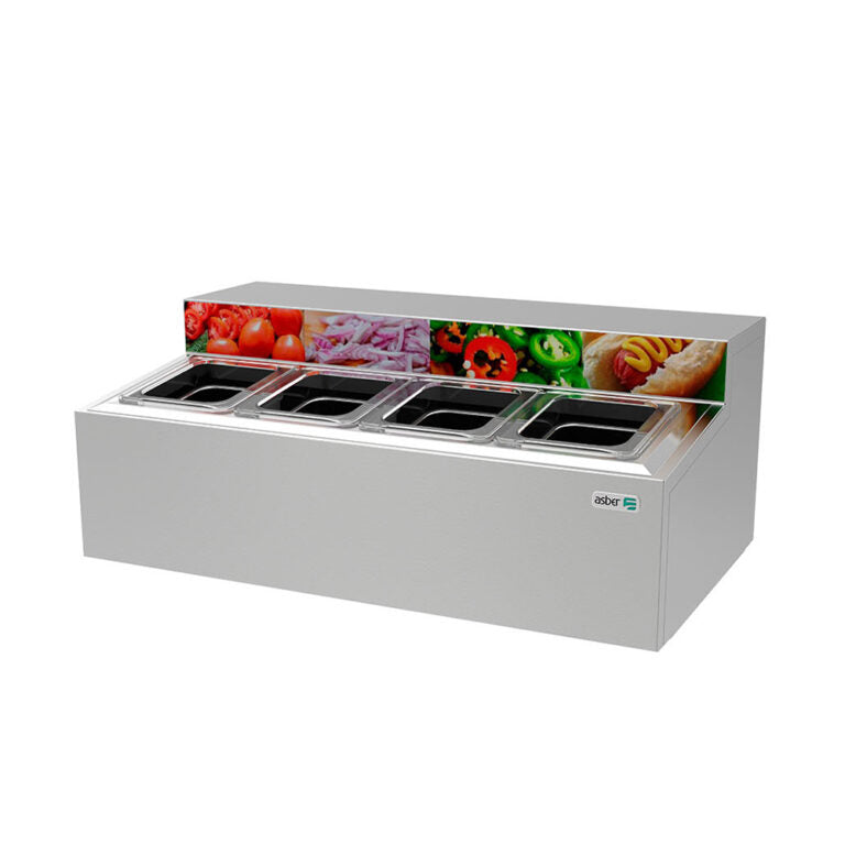 Topping refrigerado sobremesa 72 cm 4 insertos sextos marca Asber modelo ATC-4 freeshipping - Innova FoodService