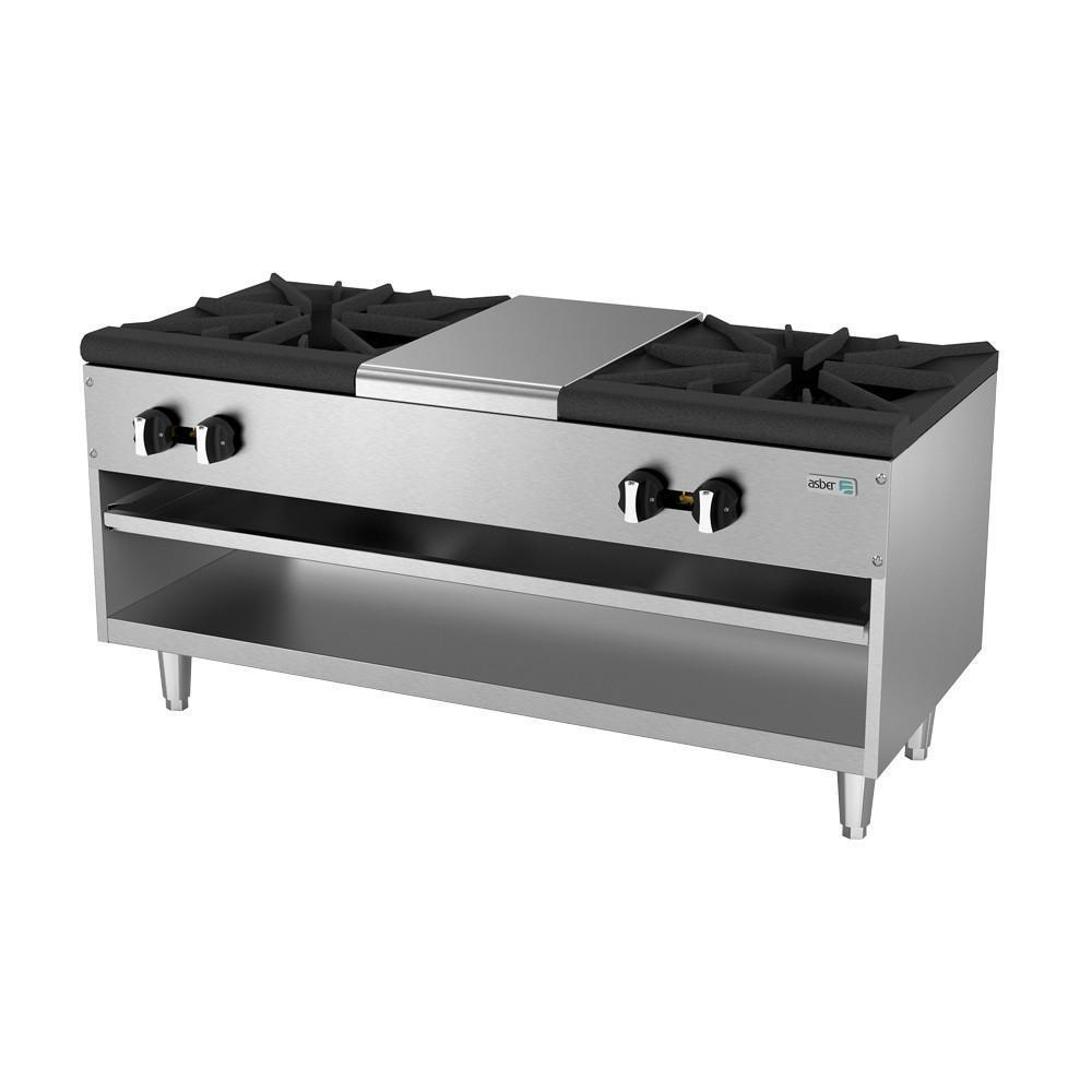 Fogón de piso a gas 2 secciones marca Asber modelo AESP-48-4 freeshipping - Innova FoodService