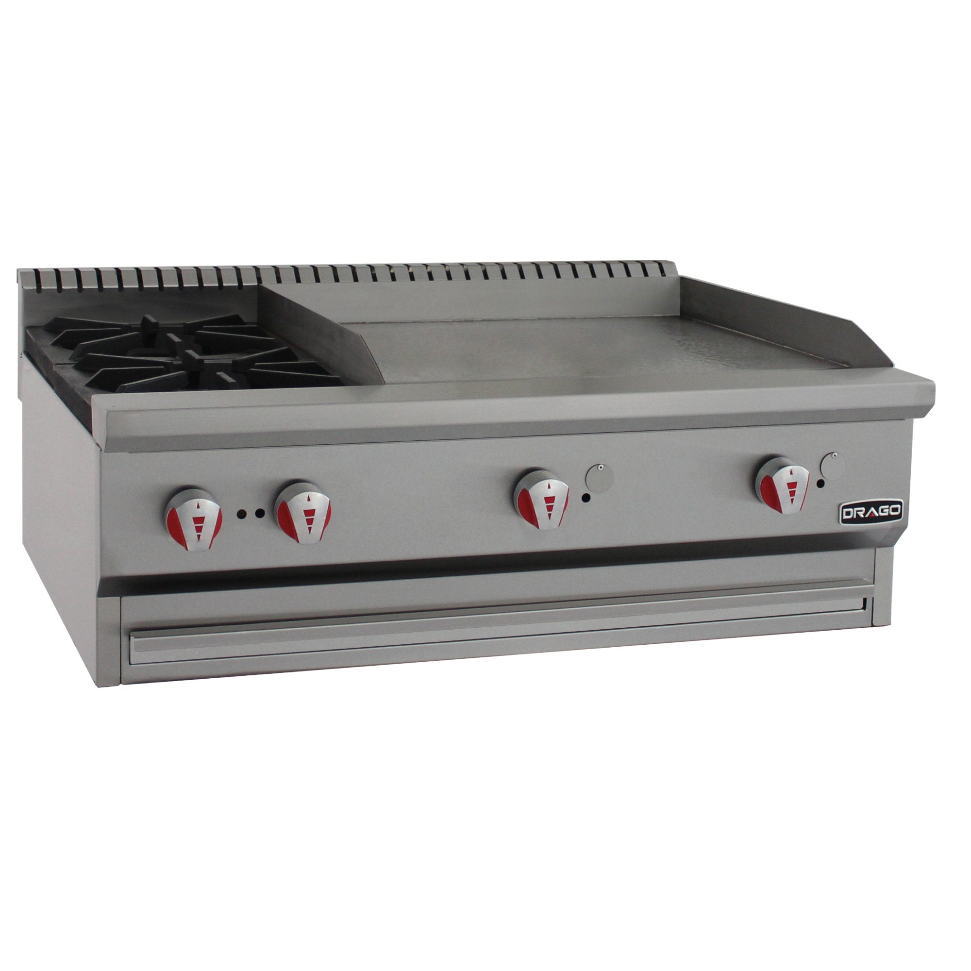 Parrilla de 2 quemadores y plancha de 2'. Marca Drago Modelo CG-20PD freeshipping - Innova FoodService